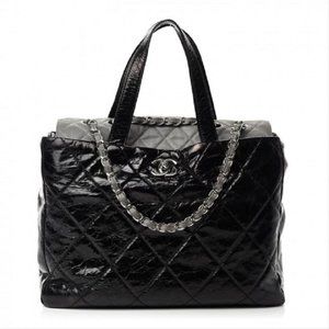 CHANEL PORTOBELLO HANDBAG IN GREY/ BLACK LEATHER
